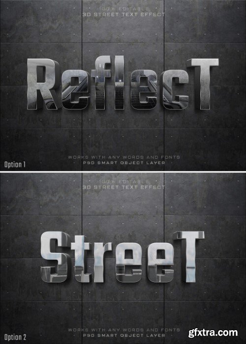 3D Glossy Text Effect with Reflective Urban Style