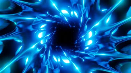 Videohive - blue flashing light on futuristic spiral tunnel vj loop background for audio visualization - 43253574