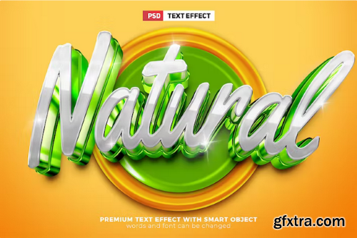 Natural Organic Food 3D Logo Text Effect Template