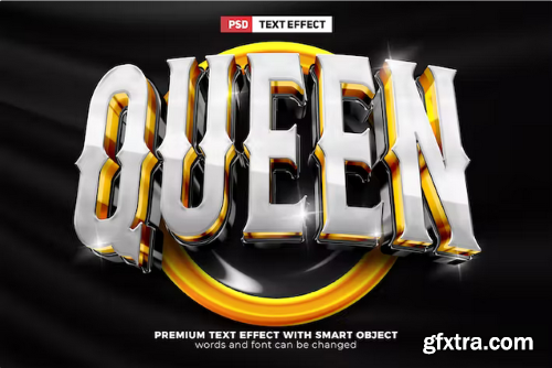 Luxury Queen White Gold 3D Text Effect Template