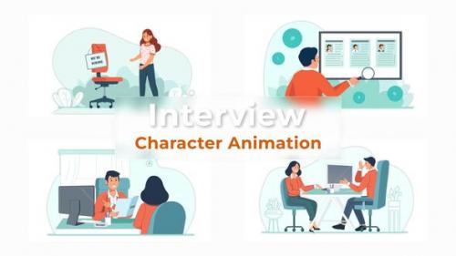 Videohive - Premiere Pro Offline Job Interview Character Animation Scene - 39691133