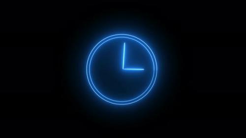 Videohive - Bright clock with glowing neon light . wall clock timer .12 hour is going speedyVd1120 - 43323070