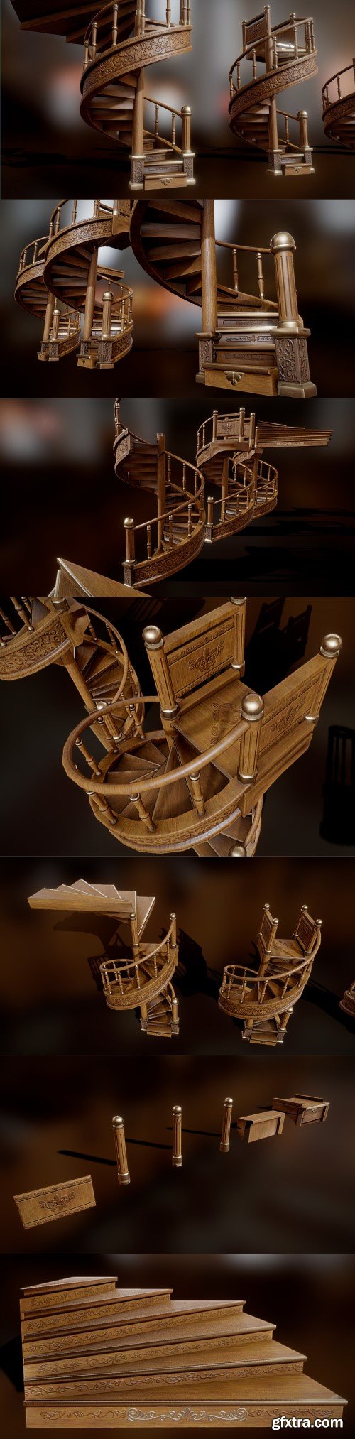 Retro Spiral Staircase 3d model