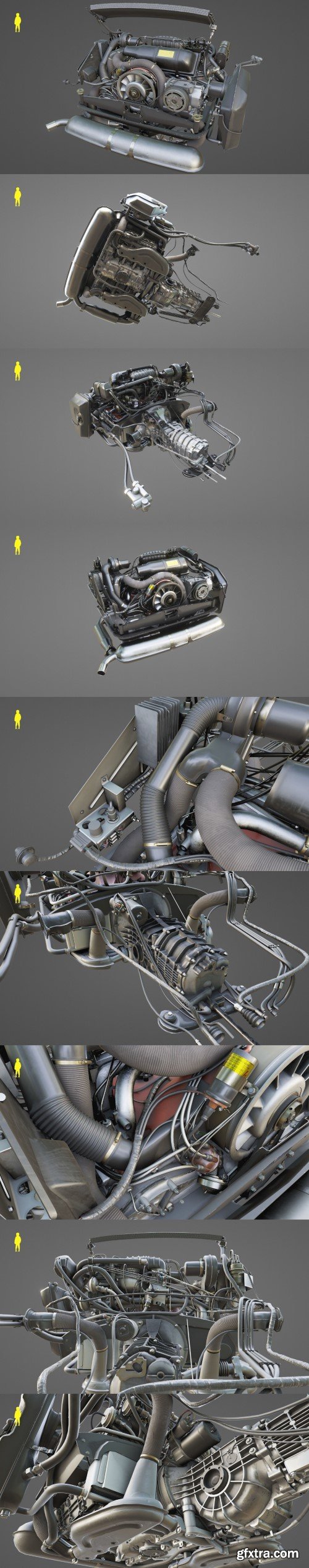 Porsche 911 SC Engine with 915 Gearbox 3D Model