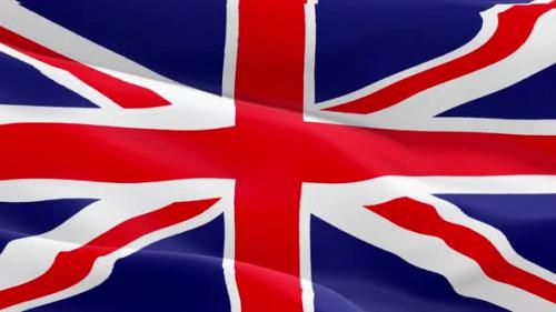 Videohive - Angled view of the British Flag flapping in 4K - 43367969