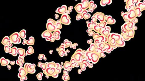 Videohive - Flying Yellow Red Hearts - 43370402