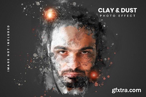 Clay and dust particles photo effect