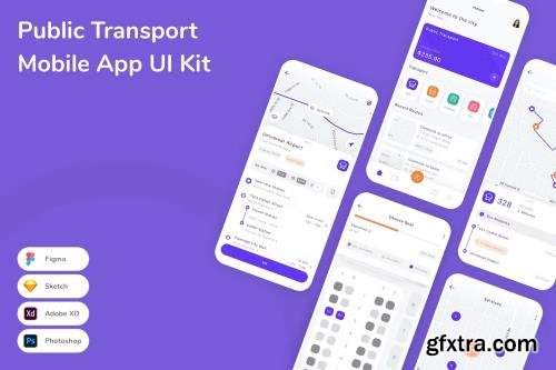 Public Transport Mobile App UI Kit 4E88CTB