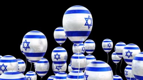 Videohive - Israel Flag On The Flying Balloons Transparent - 43396490