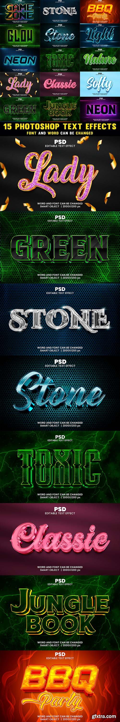 Luxury Editable 3D Text Effect Style for Photoshop Pack