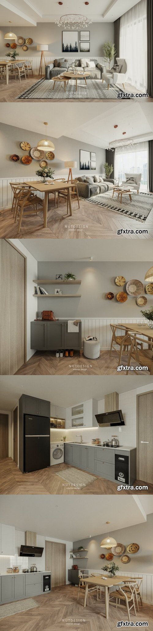 Living Room- Kitchen Interior by Hoang Thoa