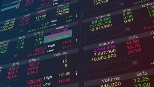 Videohive - Stock market and Exchange and bid, offer, volume on display rapid change - 43389561