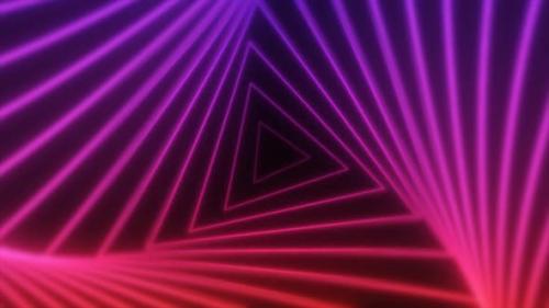 Videohive - Abstract glowing neon triangles swirling blue and red lines energy futuristic high tech background. - 43408439