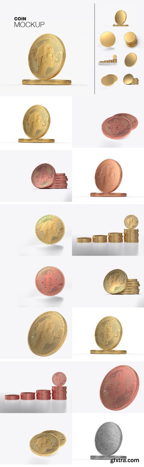 Set Custom Gold Coin Mockup