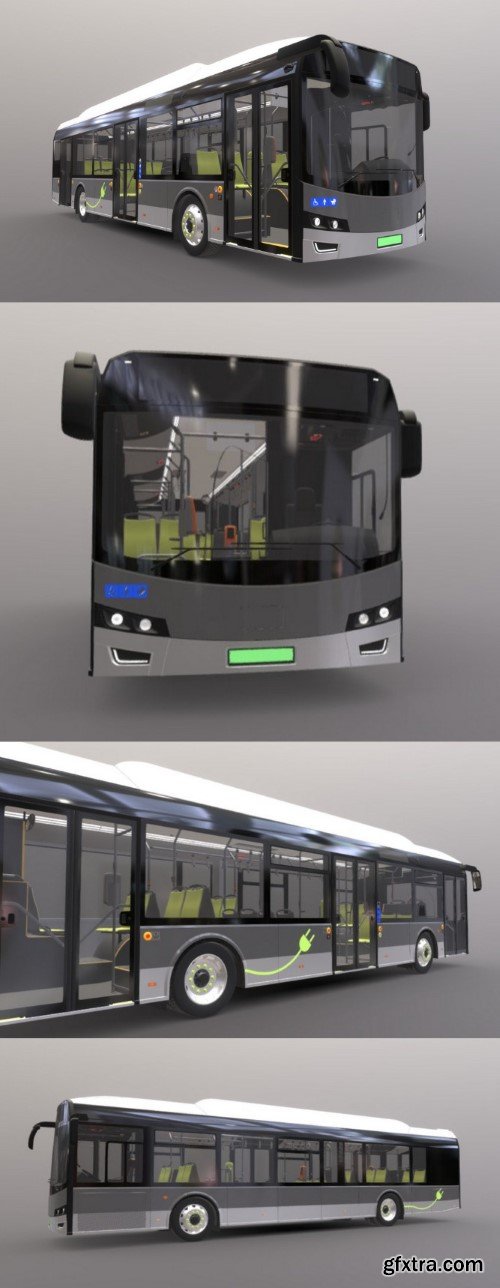 Low-Floor Electric City Bus [Full Interior] 3D Model