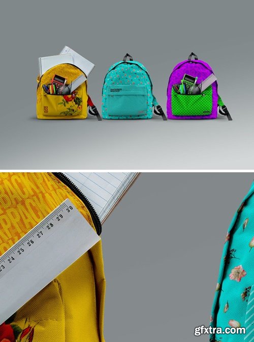 Backpacks Mockup School Set PZKH9C5