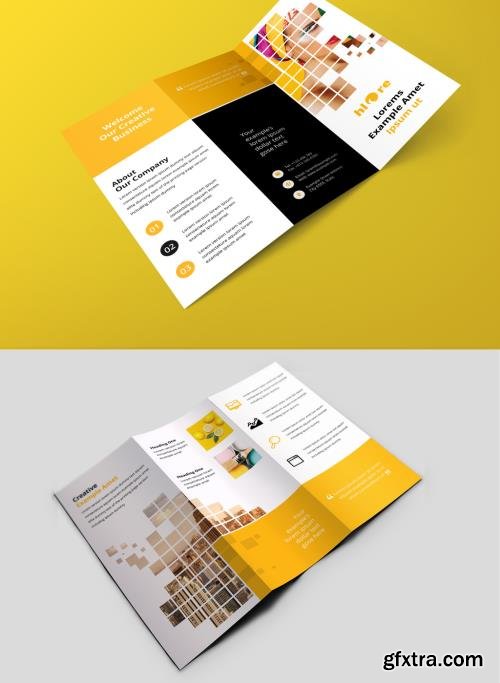 Business Trifold Brochure with Yellow Rectangular Boxes 383095440