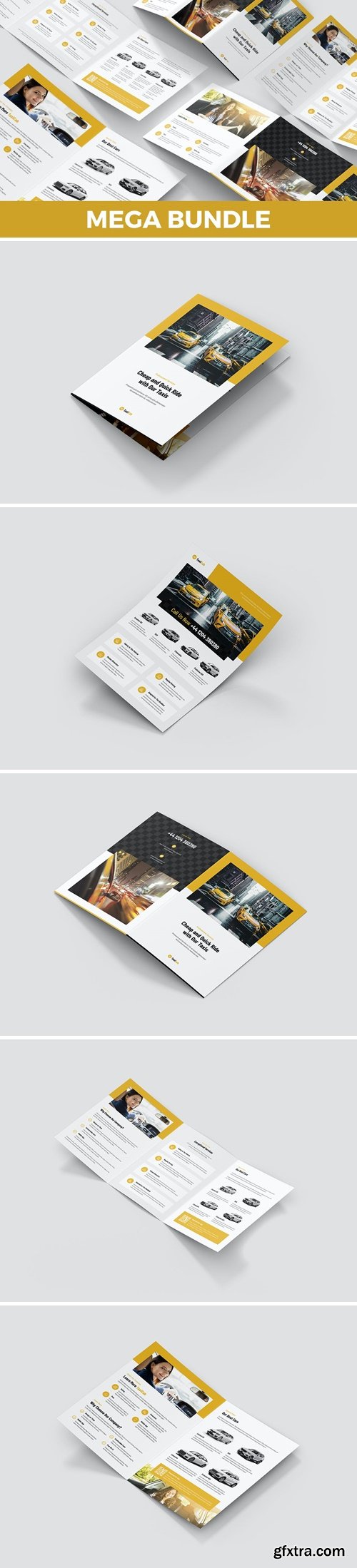 Taxi Cab – Brochures Bundle Print Templates 5 in 1 KA8M4PP