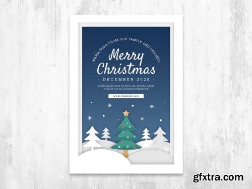 Winter Card Layout with Snowy Vista and Christmas Tree 393169905