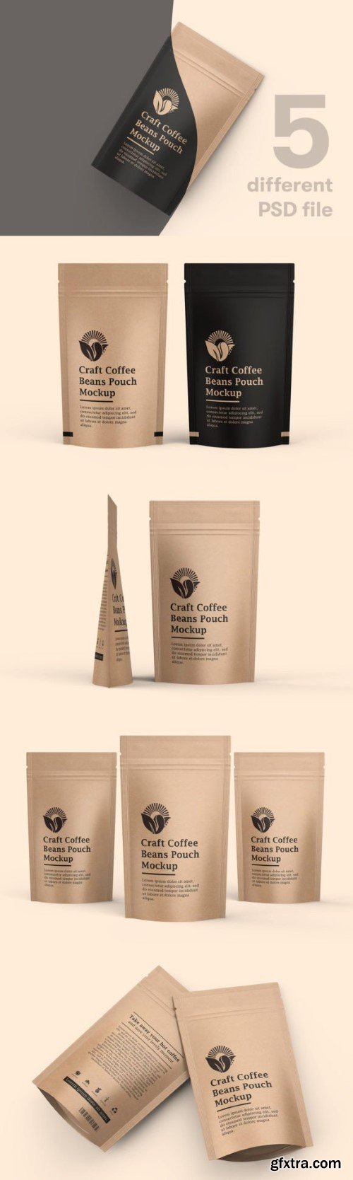 Craft Paper Coffee Pouch Bag Mockup