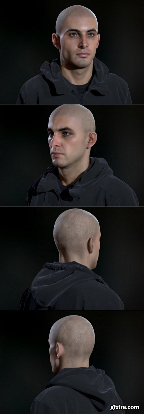 Caucasian male head 3D Model