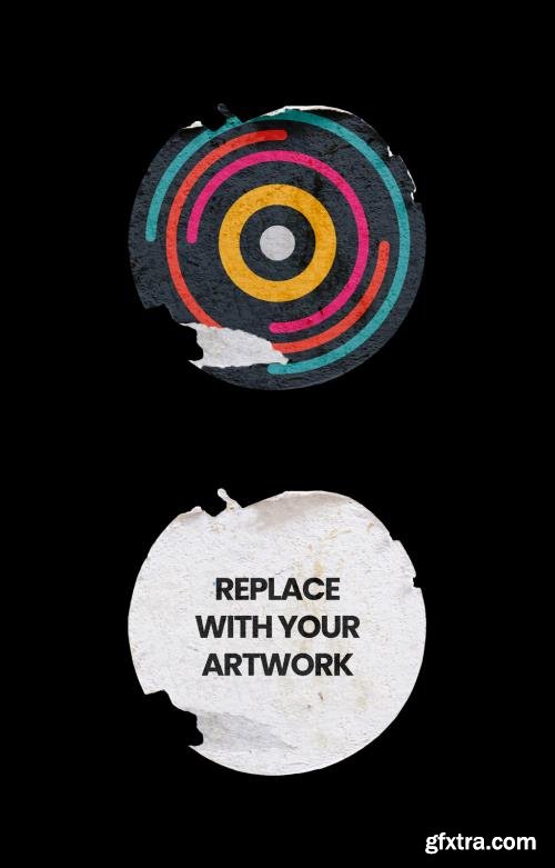 Round Sticker Paper Texture Mockup Template 547727662