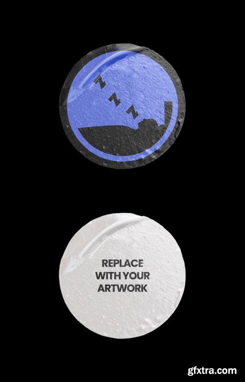 Round Sticker Paper Texture Mockup Template 547729928