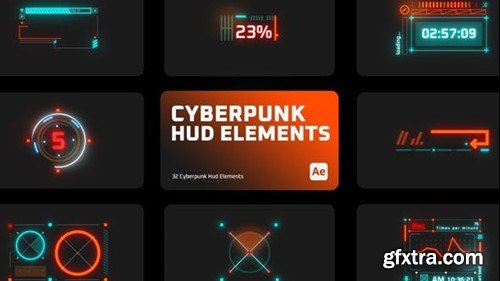 Videohive Cyberpunk HUD Elements for After Effects 43616029