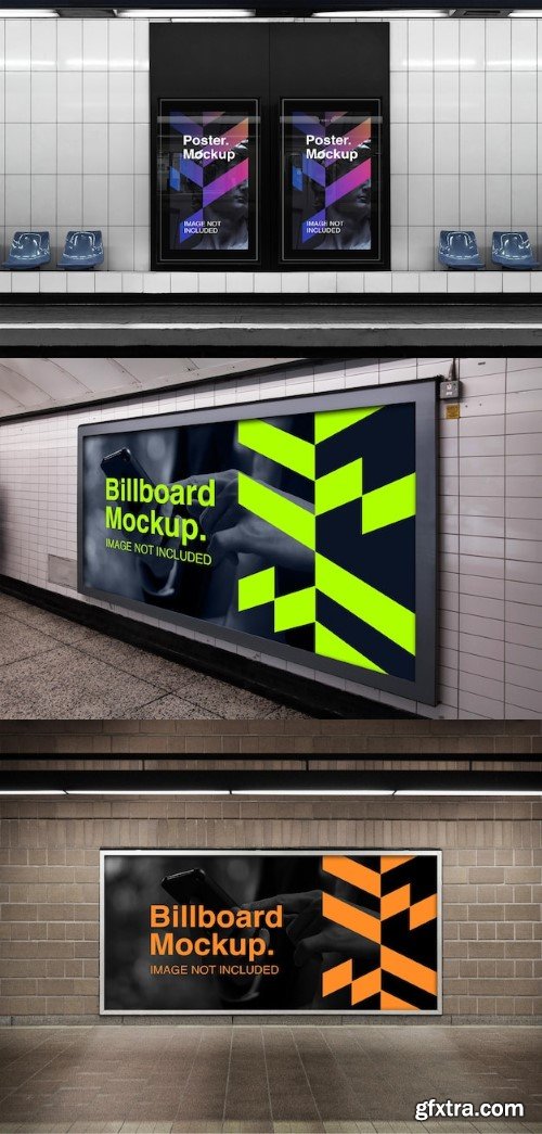 Subway station billboard mockup
