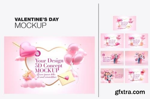 Set Valentine\'s Day Concept Mockup VJUUYPL