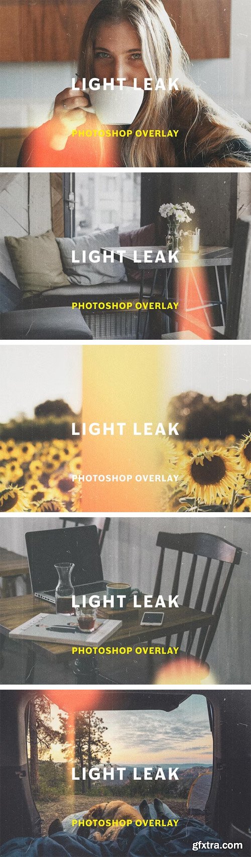 Vintage Film Light Leak - 5 Photoshop Overlay Effects