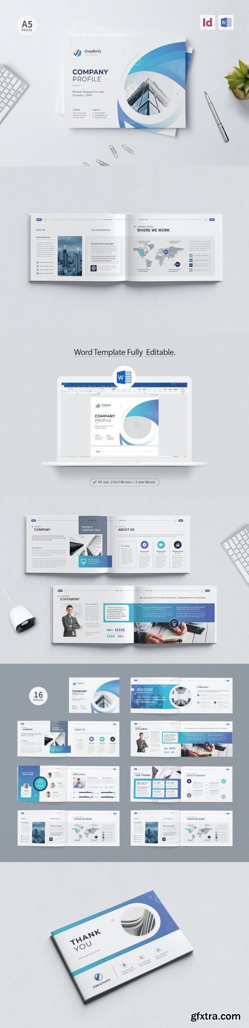 Company Profile Landscape | Word & InDesign