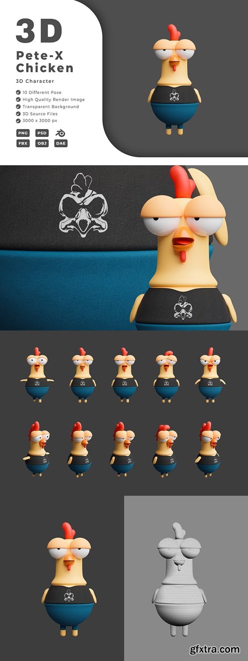 Chicken 3D Characters Illustration ZXWC2TY