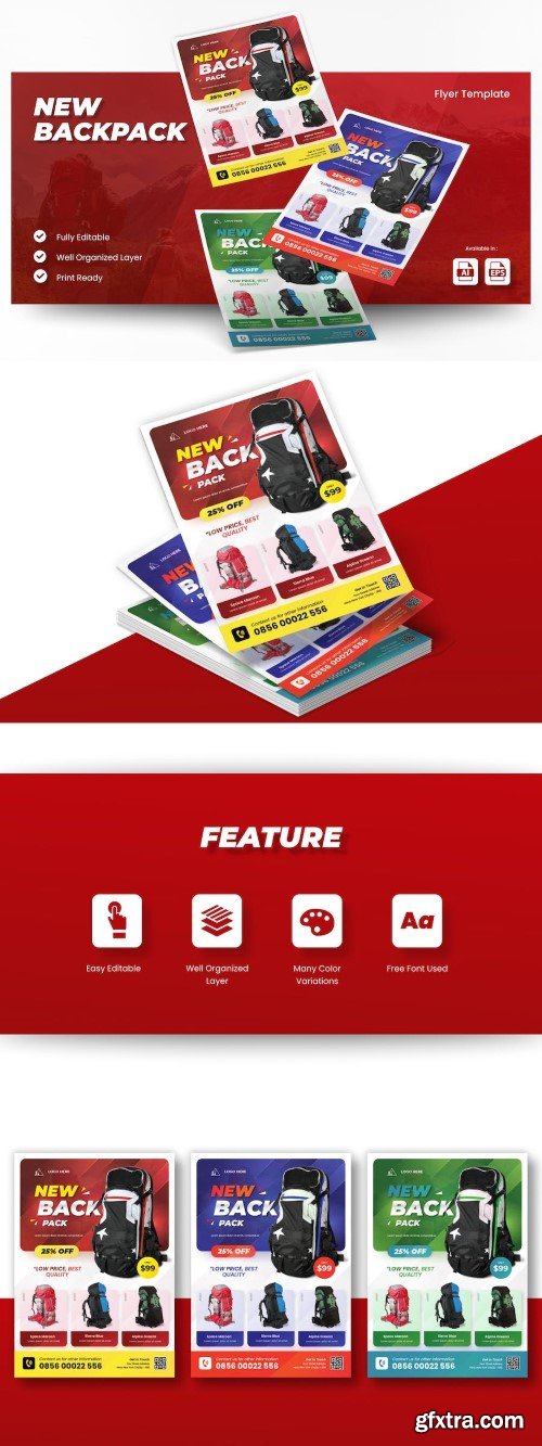 New Backpack Flyer Template Ai & EPS Template