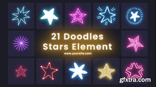 Videohive Doodles Colorful Stars 21 Element Pack 43641700