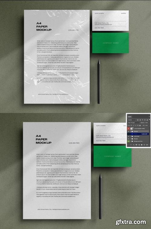Stationary, Poster, A4 Paper, Letterhead, Flyer, Business card Mockup Design with Editable Background 526779650