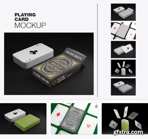 Set Poker Box with Playing Cards Mockup