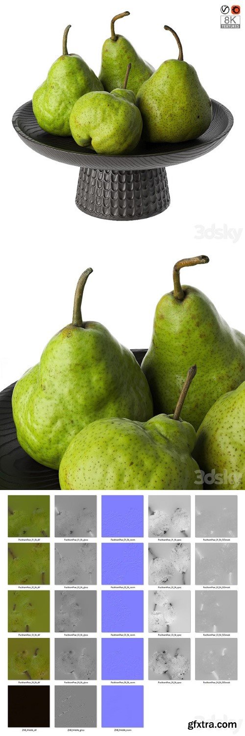 Pears in a Bowl 3d model