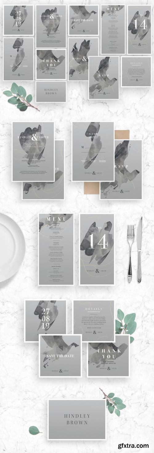 Gray Watercolor Wedding Invitation Stationery 512446364
