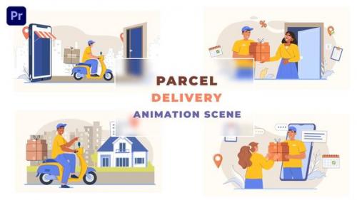 Videohive - Online Order Parcel Delivery Animated Scene - 43660464