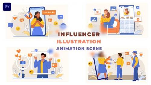 Videohive - Influencer Illustration Concept Animation Scene - 43660632