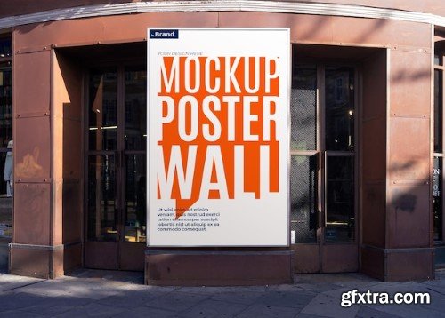 Mockup of a poster sign for a modern street retailer