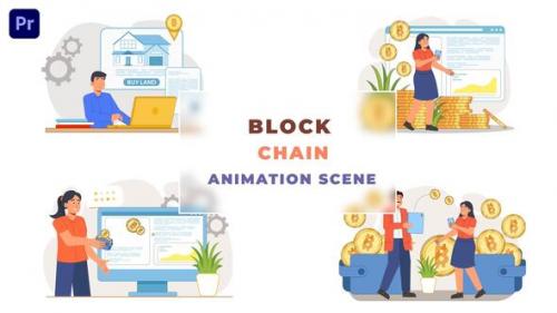 Videohive - Blockchain Bitcoin Animation Scene - 43665671