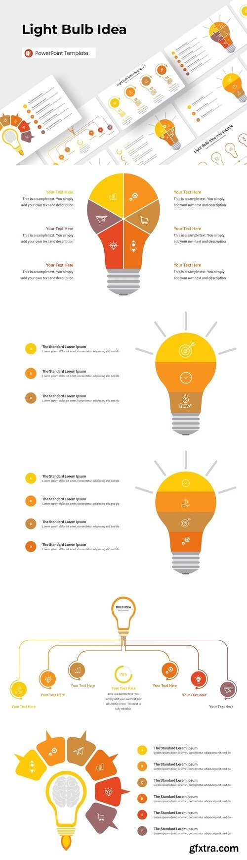 Light Bulb Idea PowerPoint Template 73H2TK8