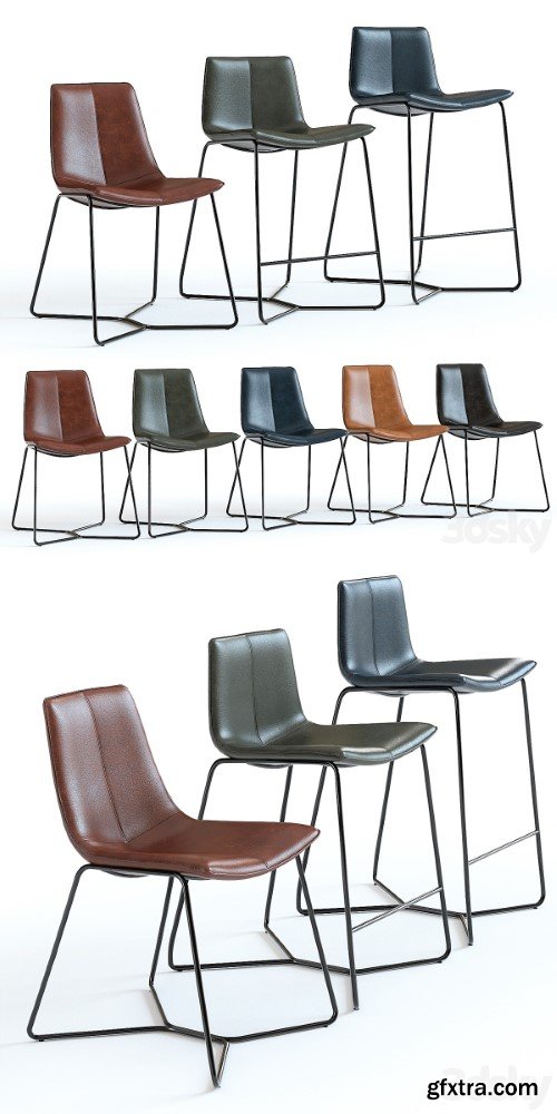 West Elm Slope Leather Chairs | Vray
