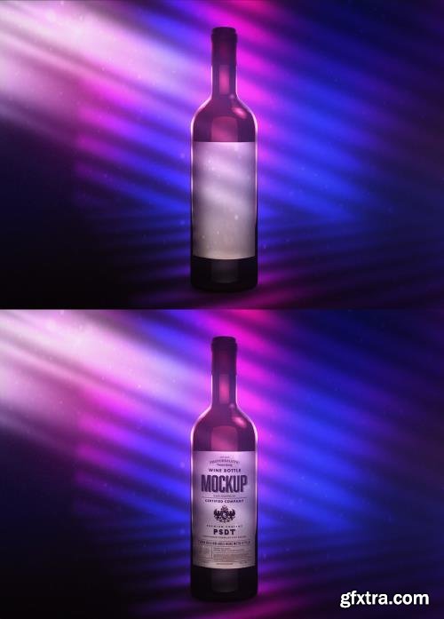 Bottle Mockup in a Neon Light Background 498615501