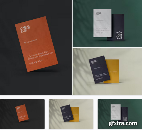 Vertical business card mockup with overlay shadow