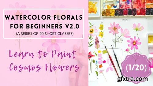 Watercolor Florals For Beginners v2. 0 (A Series of 20 Classes): Learn to Paint Cosmos Flowers(1/20)