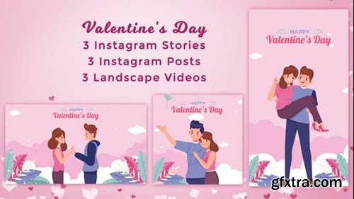 Videohive Valentine\'s Day Romantic Couples Instagram Stories & Posts - Cartoon Animation pack 43351774