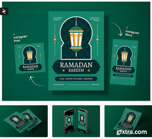 Simple Green Ramadan Kareem Flyer